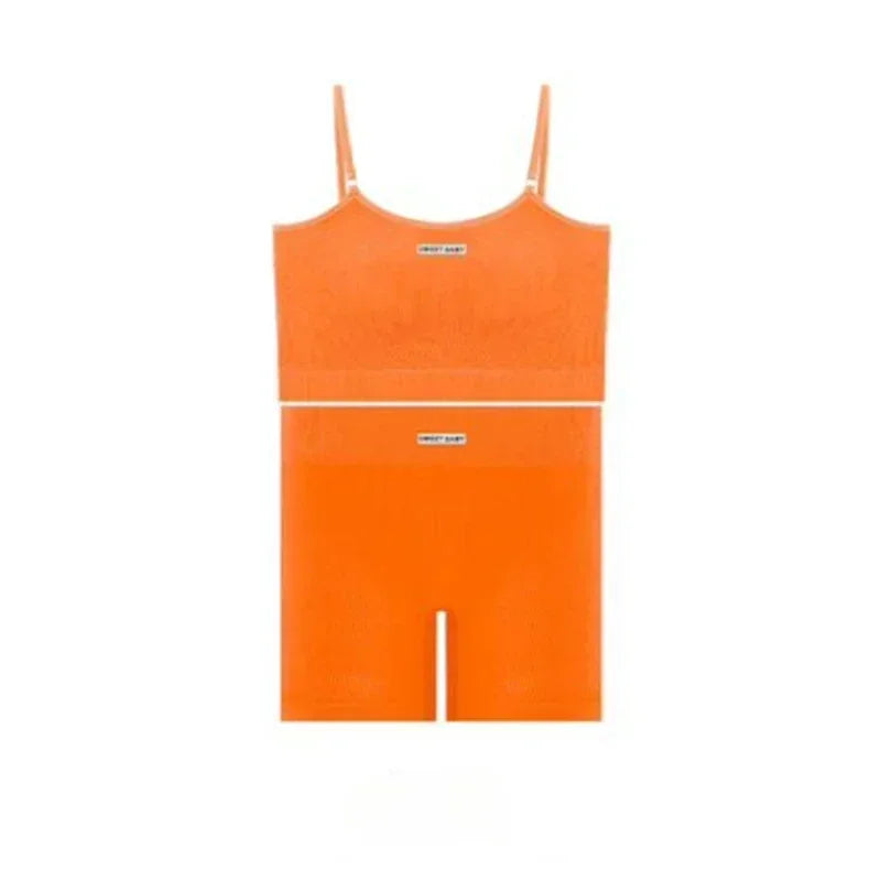 Seamless underwear set Yoga wear women's halter vest Yoga pants English letters seamless casual cover