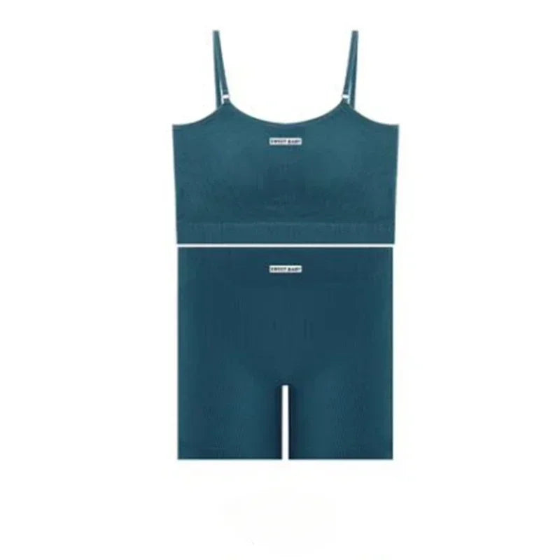 Seamless underwear set Yoga wear women's halter vest Yoga pants English letters seamless casual cover