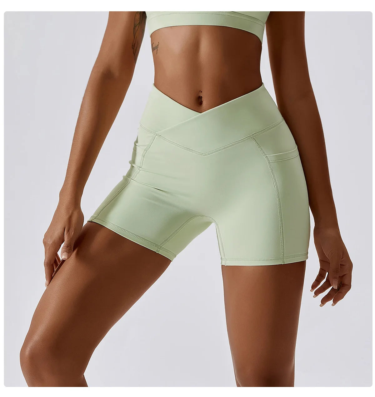 Fitness Shorts Women Tight Cycling Shorts Yoga Shorts Breathable Sports Pants WIth Packet High Waist No Awkward Lines Shorts