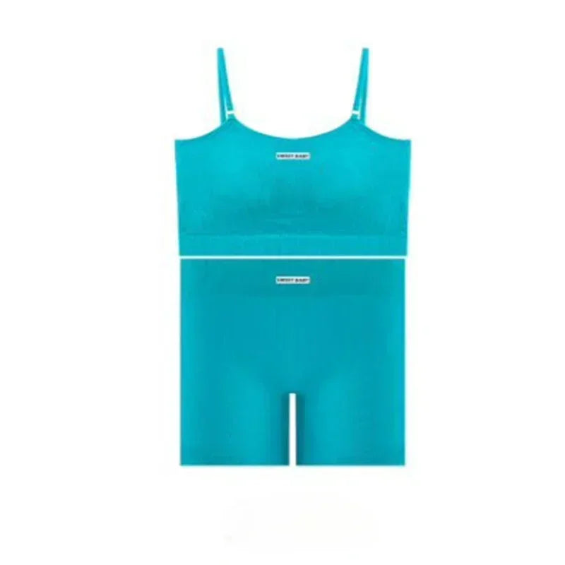 Seamless underwear set Yoga wear women's halter vest Yoga pants English letters seamless casual cover