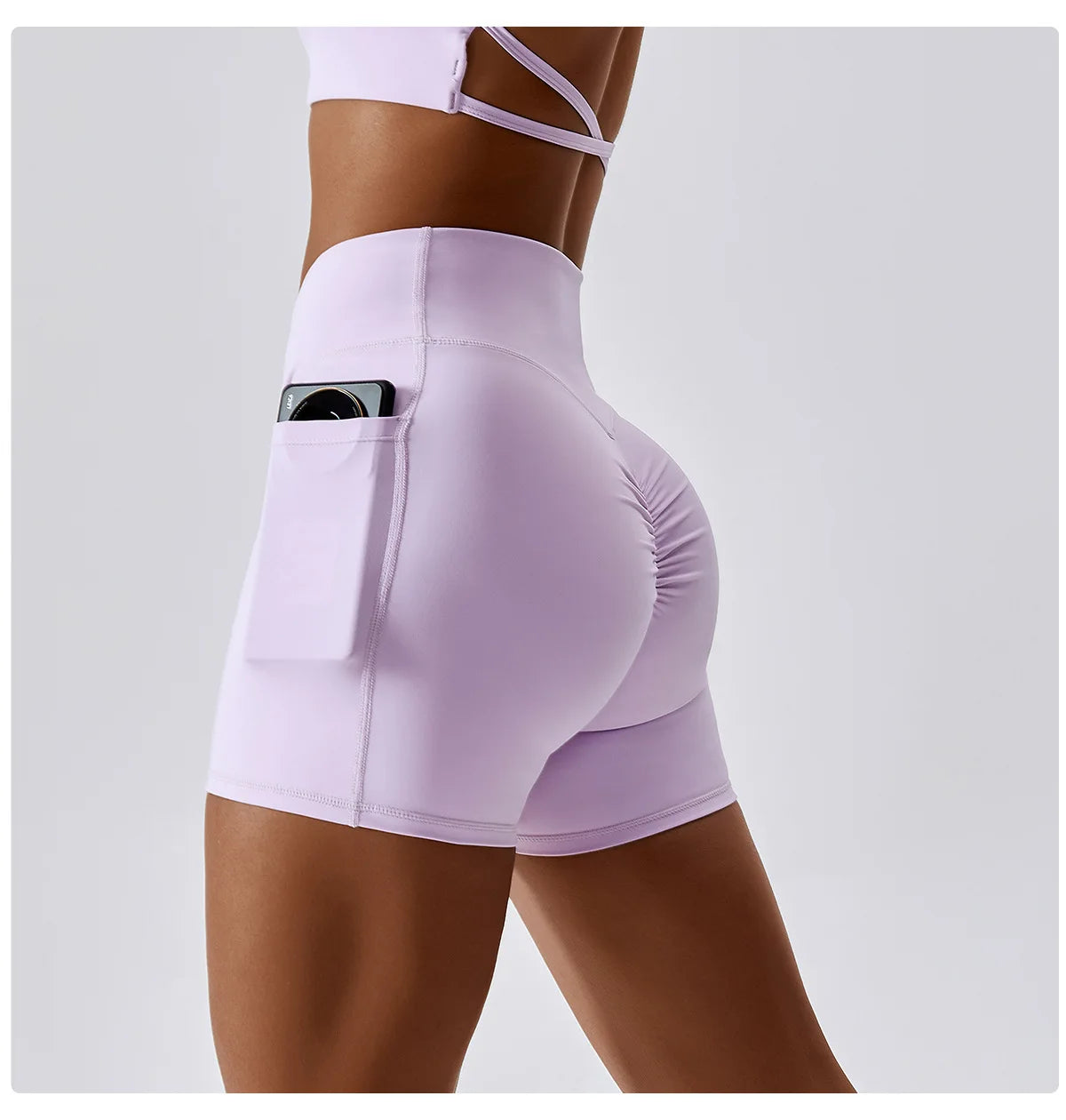Fitness Shorts Women Tight Cycling Shorts Yoga Shorts Breathable Sports Pants WIth Packet High Waist No Awkward Lines Shorts