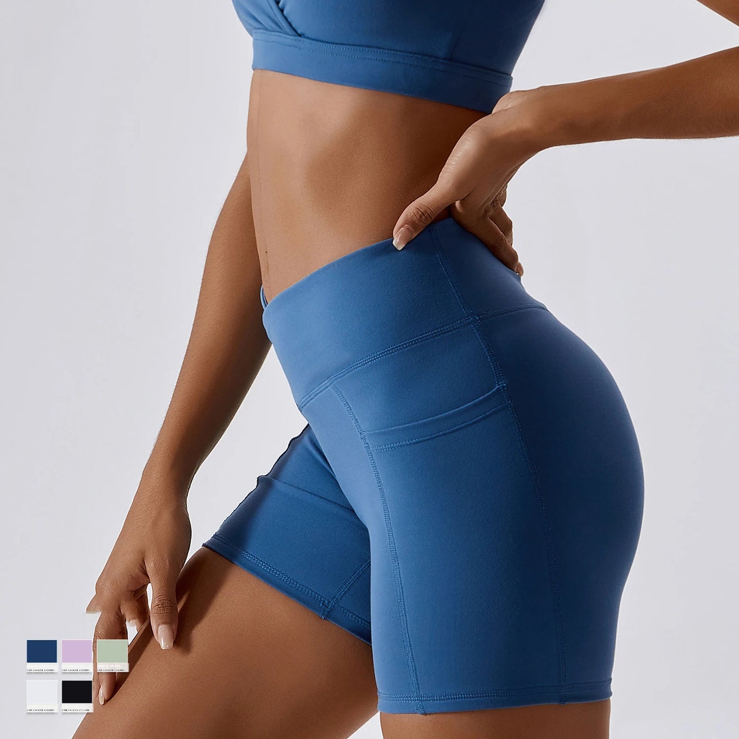 Fitness Shorts Women Tight Cycling Shorts Yoga Shorts Breathable Sports Pants WIth Packet High Waist No Awkward Lines Shorts