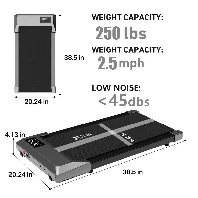 2-in-1 Walking Pad & Under Desk Treadmill – Quiet & Compact