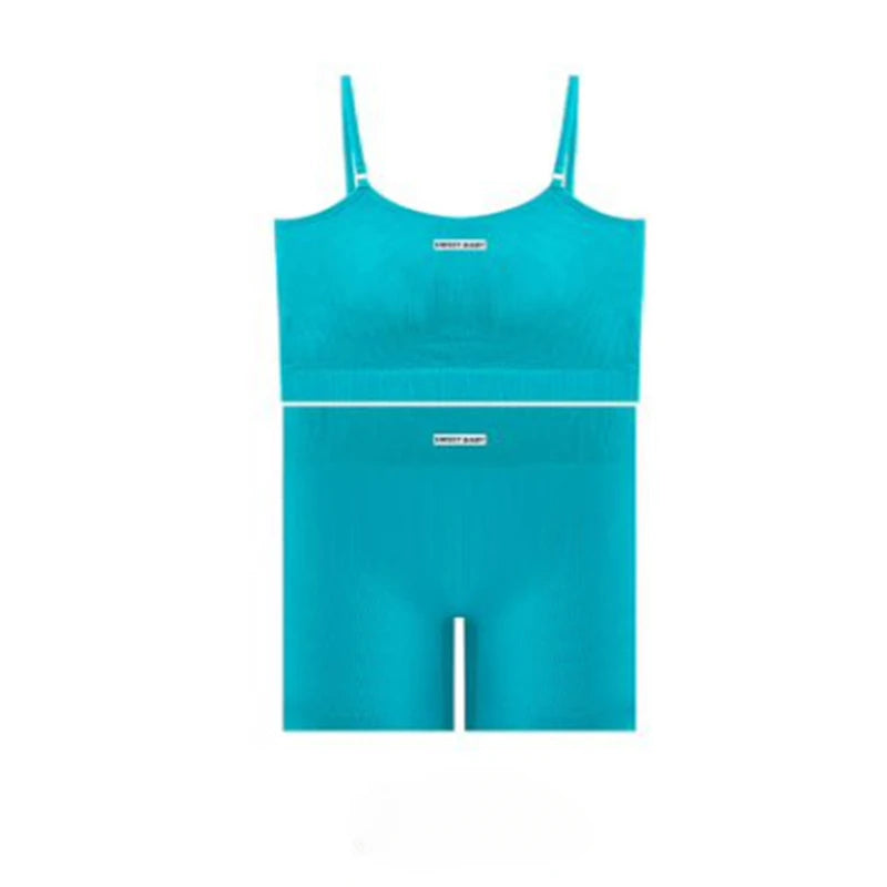 Seamless underwear set Yoga wear women's halter vest Yoga pants English letters seamless casual cover