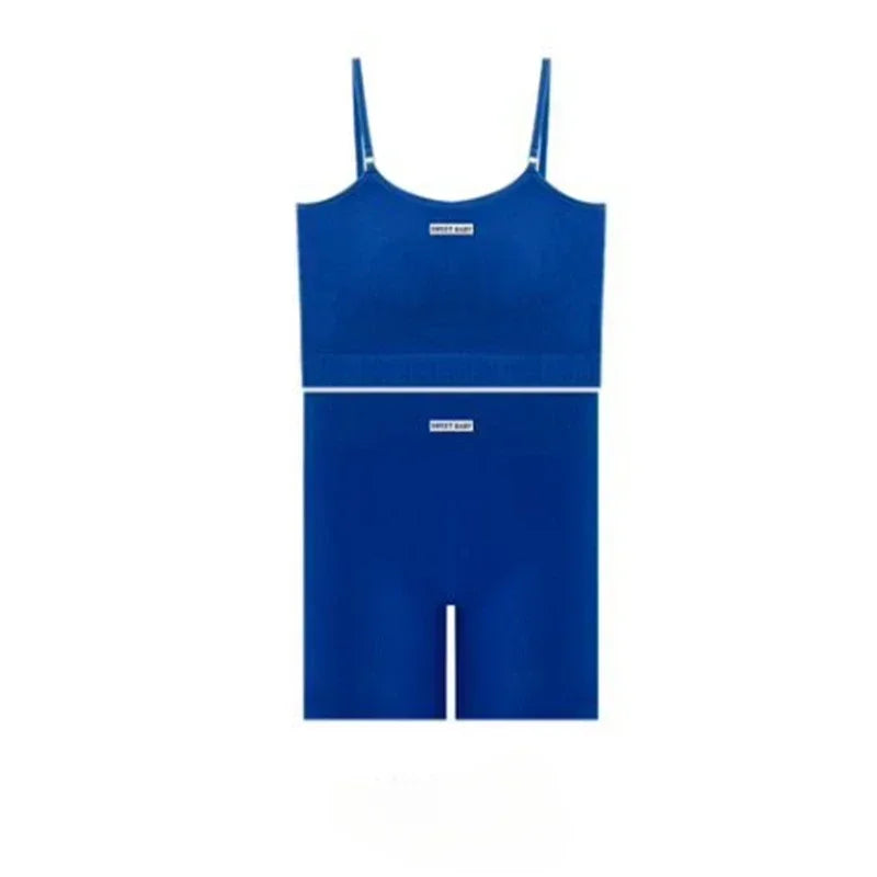 Seamless underwear set Yoga wear women's halter vest Yoga pants English letters seamless casual cover